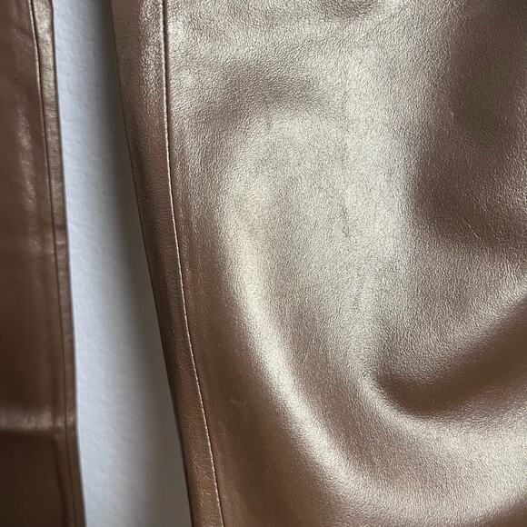 Ralph Ralph Lauren Vintage Metallic Bronze Leather High Rise Flare Pants 6 - Picture 11 of 13